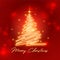 merry christmas red background with sparkling xmas tree design vector