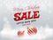 Merry Christmas Sale banner or poster design with 50% discount offer and baubles.