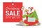 Merry Christmas sale promotion poster banner with character model.