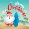 Merry Christmas! Santa Claus on the beach holiday.