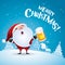 Merry Christmas! Santa Claus with beer.
