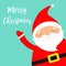 Merry Christmas. Santa Claus in the corner waving hand. Costume, red hat, golden belt, beard. Cute cartoon kawaii funny baby