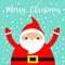 Merry Christmas. Santa Claus costume, red hat, beard, golden belt. Cute cartoon kawaii funny character face, hand. New Year. Baby