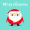 Merry Christmas. Santa Claus face head body round icon. Red hat, costume. Cute cartoon kawaii funny character. Hello winter. Baby