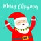 Merry Christmas. Santa Claus holding bunting flags Ho ho ho letters set. Xmas decoration. Triangle flag garland. Cute cartoon