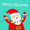 Merry Christmas. Santa Claus holding lightbulb glowing garland fairy lights. Xmas decoration. Cute cartoon kawaii funny baby