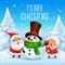 Merry Christmas! Santa Claus and Mrs Claus building snowman