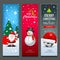 Merry Christmas, Santa Claus, snowman and hat, banners design vertical collections isolated background, vector illustration