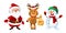 Merry Christmas. Santa Claus, Snowman and Reindeer. Happy Holiday Mascots Set