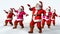 Merry Christmas Santa Clauses are dancing. 3d rendering