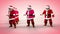 Merry Christmas Santa Clauses are dancing. 3d rendering