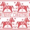 Merry Christmas Scandinavian seamless Nordic pattern , rocking dala pony horse, stars, snowflakes in red cross stitch