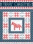 Merry Christmas Scandinavian style card, inspired by Norwegian Christmas, festive winter seamless pattern with Dala Horse