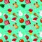 Merry Christmas Seamless pattern with new years elements. Vector illustration of flat design