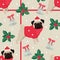 Merry Christmas Seamless pattern with the pugs