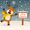 Merry Christmas Sign - Happy Reindeer