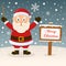 Merry Christmas Sign - Happy Santa Claus