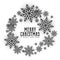 Merry christmas snowflakes frame attractive background design