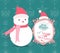 Merry Christmas with snowman illustrations greeting card