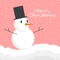 Merry Christmas Snowman Pink Background Vector Graphic Illustration