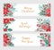Merry Christmas, Sweet Holidays and Happy New Year. Collection of festive horizontal banner templates decorated with