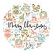 Merry Christmas symbolic icons placed in circle with text