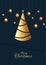 Merry Christmas Template Design with Creative Golden Xmas Tree, Stars and Hanging Baubles