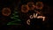 Merry Christmas\' text animation with pine tree and fireworks