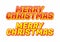 Merry Christmas text effect in red yellow color. white isolated background
