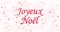 Merry Christmas text in French Joyeux Noel formed from dust and turns to dust horizontally