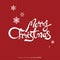 Merry Christmas text with snowflakes on red background