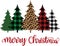 Merry christmas trees vector file for christmas holiday letter quote vector illustration