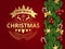 Merry Christmas Typographical background with christmas elements with season wishes and border of realistic looking