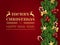 Merry Christmas Typographical background with christmas elements with season wishes and border of realistic looking christmas  fir