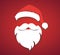 Merry christmas vector concept red with christmas hat and santa white beard illustration eps10