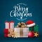 Merry christmas vector design. Merry christmas and happy new year text with gift boxes elements