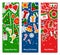 Merry Christmas Vertical Banners Set With Flat Sticker Icons.