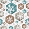 Merry Christmas vintage snowflakes grunge seamless pattern.