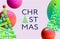 Merry Christmas web banner. Trendy modern Xmas design with 3d overlay elements, Christmas tree, balls