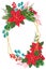 Merry Christmas. Winter Holiday frame for greeting card with flowers poinsetia and place for your text. Hand drawn