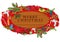 Merry christmas wooden signboard decorated with party items vector illustration