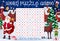 Merry christmas word puzzle worksheet with Santa