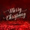 Merry Christmas word at red sparkling glitter perspective background,Holiday concept