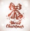 Merry Christmas. Xmas bells with bow sketch. Vector illustration