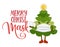 Merry Christmask Christmas Mask with Christmas tree  - Awareness lettering phrase.