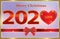 Merry Christmast and Happy New Year 2020. Holiday banner with date and heart