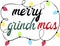 merry grinchmas banner with christmas lights and decorative lettering