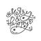 Merry and Happy calligraphic hand written monoline Christmas text. Xmas holidays lettering for greeting card, poster