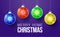 Merry home Christmas concept. Glossy xmas balls Covid-19 Coronavirus icon concept inscription typography design logo, Contagious