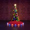 Merry Ð¡hristmas and Happy New Year. empty round Realistic stage on brick wall, podium. 3d rendering